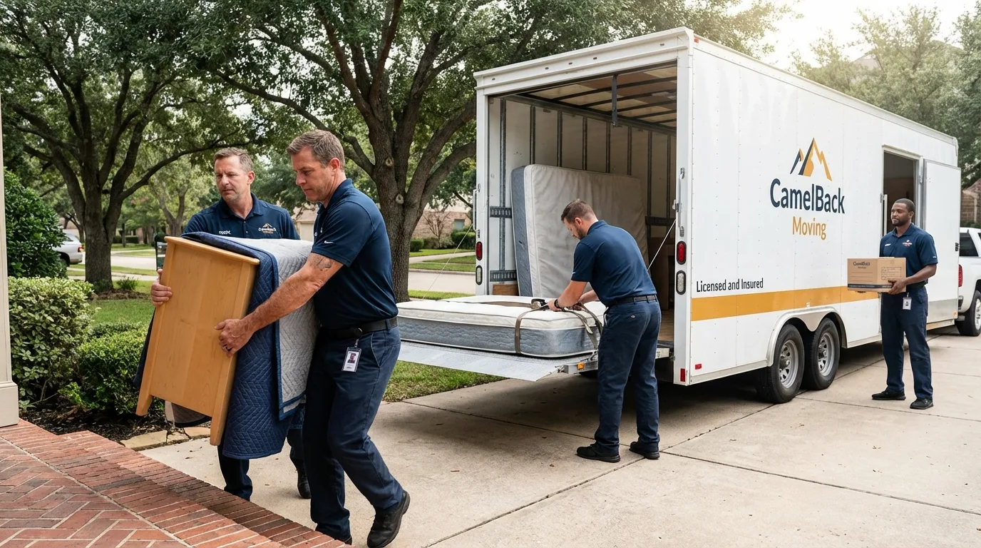 Crew loading residential truck for cross-state move from Mount Carmel, TN