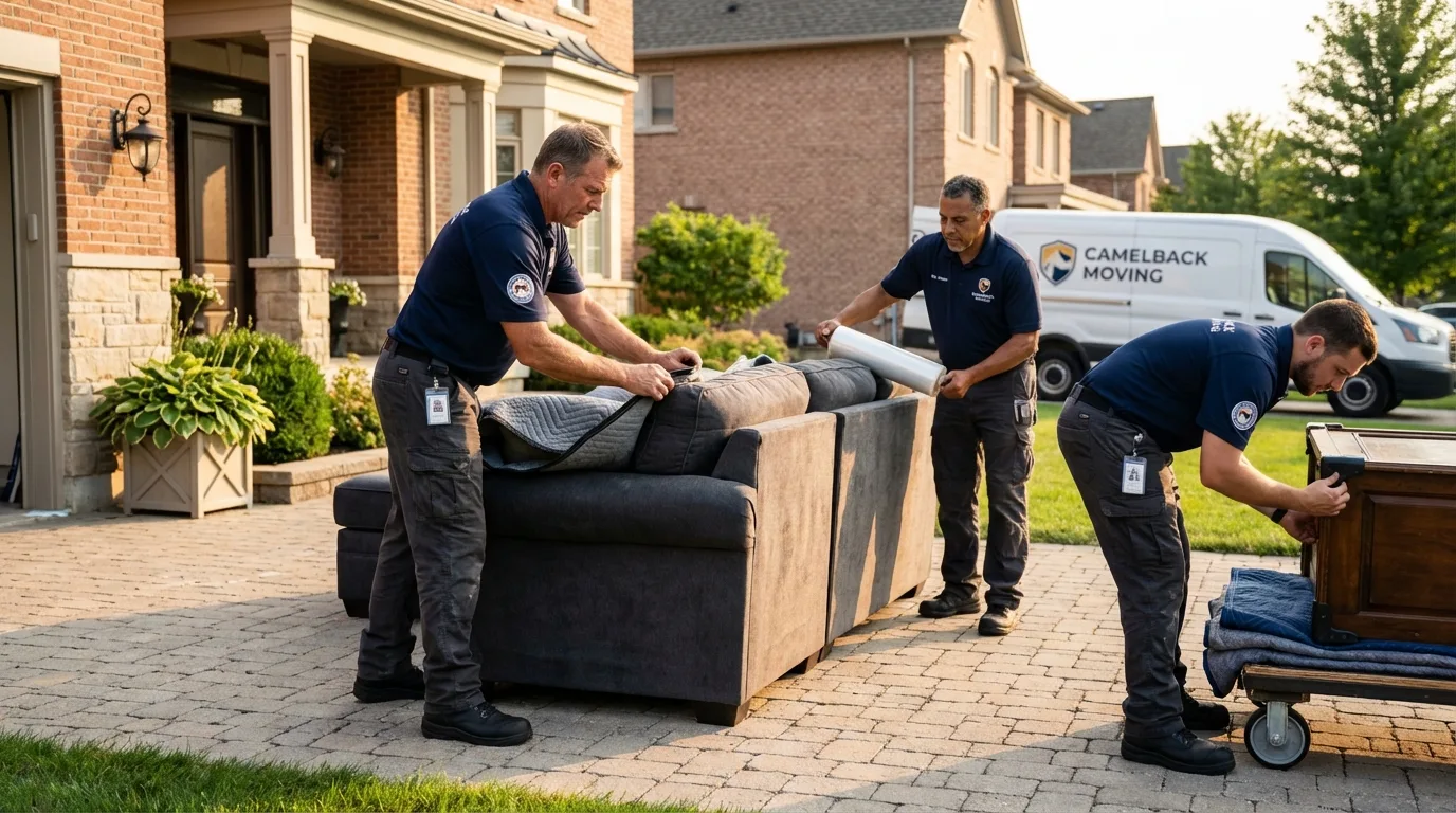 Large estate moving crew wrapping furniture in Mount Carmel, TN